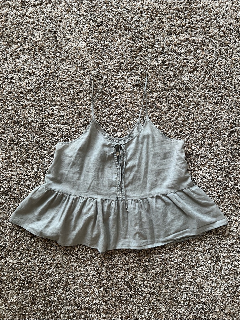Aerie Light Gray Ruffle-Hem Spaghetti Strap Camisole